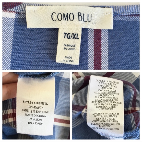 Como Blu Airy Plaid Bell Sleeve Peasant Blouse - Picture 10 of 10